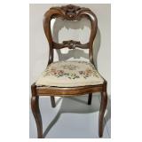Antique Victorian Ballon-Back Needlepoint Chair