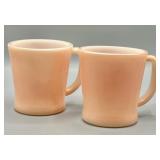 Vintage Fire King Roseite Pink D-Ring Handle Mugs
