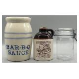 Stoneware Crock, Jug and Glass Storage Jar