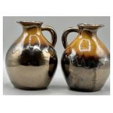 (2) Drip Glazed Ceramic Pottery Pitchers