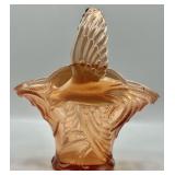 Tiara Indiana Glass Peach Bird of Paradise Basket