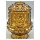 Indiana Glass Stars and Bars Amber Fairy Lamp