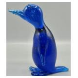 Vintage Cobalt Blue Hand Blown Art Glass Penguin