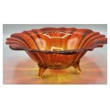 1940-1950s Footed Amberina Art Glass Bowl - Glows