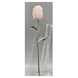 Scuplted Rose Quartz Crystal w/Silver Tone Stem