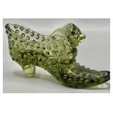 Fenton Emerald Hobnail Cat Slipper Shoe