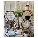 Geometric Tiered Plant Stand w Contents
