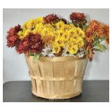 Faux Flower Arrangement in a Wooden Bushel Basket