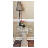 Classic Corinthian Column Pedestal w/Glass Top