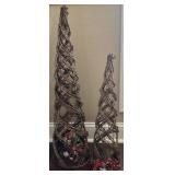 Rustic Grapevine Christmas Cone Trees w/Berries
