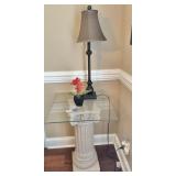 Classic Corinthian Column Pedestal w/Glass Top