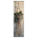 (2) Beaded Macrame Plant hangers w Faux Plants
