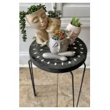 (3) Head Planters & Metal Plant Stand