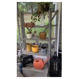 Outdoor Wood Plant Stand and Contents (SEE DESC)