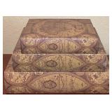 World Map Faux Book Storage Boxes