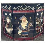Vintage Trifold Christmas Fireplace Screen