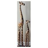 (2) Standing Wooden Giraffee Statues
