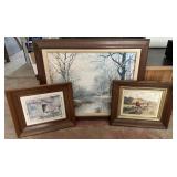 (3) Framed Prints and Oil on Canvas