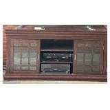 Wood Television Console with Glass Doors