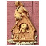 Homco Outdoor Wall Art of Chipmunks on a Birdhouse