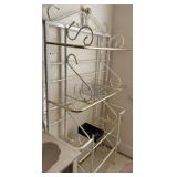 Vintage White Metal & Brass 4-Shelf Etagere
