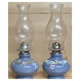 Pair of Kaadan Floral Design Oil Lamps