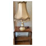 Vtg Magazine Table & Floral Brass Lamp - SEE DESC