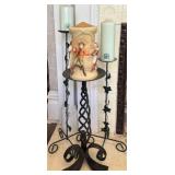 Vtg Floor Candle Holders w Candles (3)