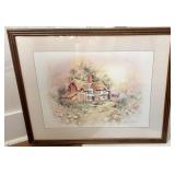 Framed Garden Cottage Painting by Andres Orpinas