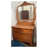 Antique 1900ï¿½s Tiger Oak Dresser w Mirror