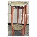 Brass & Wood Plant Stand