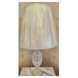 MCM Cut Etched Crystal Table Lamp w/Shade