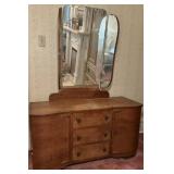 Vintage Dressing Table w/ Tri-Fold Mirror