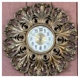 Mid-Century Burwood Ornate Gold Tone Clock