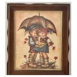 Vintage Hummel Lithograph Rainy Days