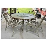 Round Outdoor Table w/Lazy Susan & 4-Chairs