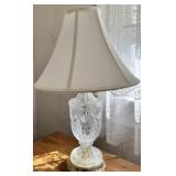 MCM Cut Etched Crystal Table Lamp w/Shade