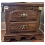 Vintage 2-Drawer Bedside Table w/ Brass Handles
