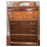 Art Deco Waterfall Chest of Drawers w/ Casters