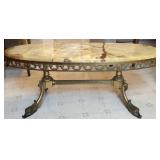 Oval Onyx Marble & Brass Coffee Table