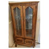 Vintage Oak Beveled Glass Curio Cabinet