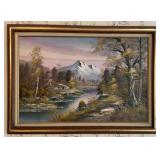 Oil on Canvas Mountain Landscape Framed