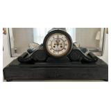 Antique Eastlake Style Black Mantel Clock