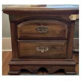 Vintage 2-Drawer End Table w/ Brass Handles