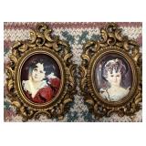 Vintage Portraits in Gold-Colored Ornate Frames