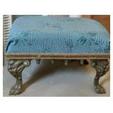 Vintage Footstool w/ Brass Feet