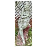 Concrete Classical Maiden Sitting on a Rock Statue