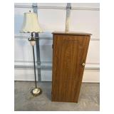 Wooden storage cabinet and floor lamp