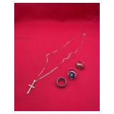 14k Gold Necklace, (3) Fashion Rings