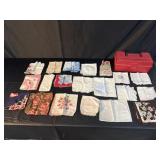 Miscellaneous handkerchiefs and sewing supplies